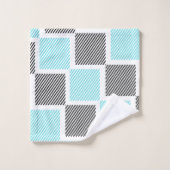 ターコイズブルーライン正方形 バスタオルセット (ウォッシュタオル)