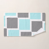 ターコイズブルーライン正方形 バスタオルセット (ハンドタオル)
