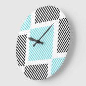 ターコイズブルーライン正方形 ラージ壁時計 (傾斜)