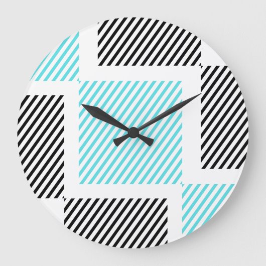 ターコイズブルーライン正方形 ラージ壁時計 (正面)