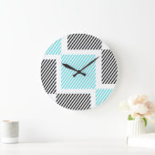 ターコイズブルーライン正方形 ラージ壁時計 (ホーム)