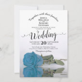 ターコイズブルーローズエレガントアーチウェディング 招待状 (正面)