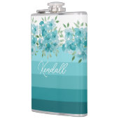 ターコイズブルーワイルドフラワーウォータカラーアート フラスク (左)