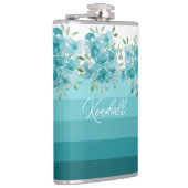 ターコイズブルーワイルドフラワーウォータカラーアート フラスク (右)