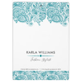 ターコイズブルーヴィンテージペイズリーレース クリップボード (裏面)