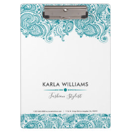 ターコイズブルーヴィンテージペイズリーレース クリップボード