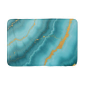 ターコイズブルー人気がある金ゴールドマーブルコレクション バスマット (正面)