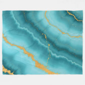 ターコイズブルー人気がある金ゴールドマーブルコレクション フリースブランケット (正面(横))