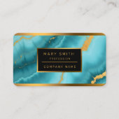 ターコイズブルー人気がある金ゴールドマーブルコレクション 名刺 (正面)
