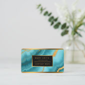 ターコイズブルー人気がある金ゴールドマーブルコレクション 名刺 (スタンド正面)