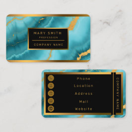 ターコイズブルー人気がある金ゴールドマーブルコレクション 名刺