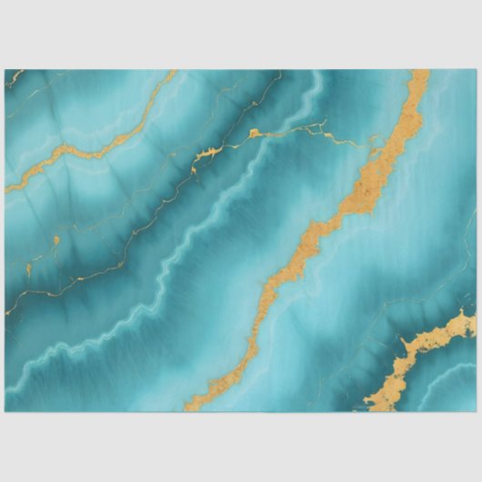 ターコイズブルー人気がある金ゴールドマーブルコレクション 薄葉紙 (正面)