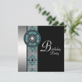 ターコイズブルー先住民アメリカンバースデーパーティー 招待状 (スタンド正面)