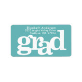 ターコイズブルー卒業はっきりしたタイポグラフィ住所 ラベル (正面)