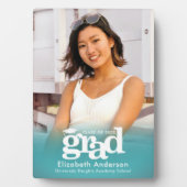 ターコイズブルー卒業写真はっきりしたタイポグラフィ フォトプラーク (正面)