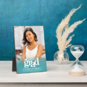 ターコイズブルー卒業写真はっきりしたタイポグラフィ フォトプラーク (側面)