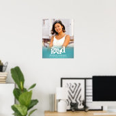 ターコイズブルー卒業写真はっきりしたタイポグラフィ ポスター (ホームオフィス)