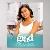 ターコイズブルー卒業写真はっきりしたタイポグラフィ ポスター (正面)