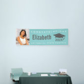 ターコイズブルー卒業1枚モダンはっきりした型 横断幕 (トレードショー)