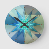 ターコイズブルー幾何学ハーレクインアクリル壁掛け時計 ラウンド壁時計 (正面)