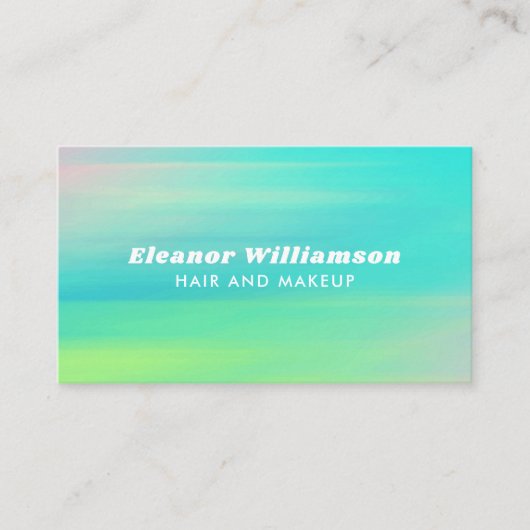 ターコイズブルー抽象芸術ウォーター色クリエイティブヘア 名刺 (正面)