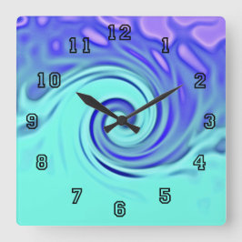 ターコイズブルー抽象芸術波形 スクエア壁時計