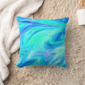 ターコイズブルー抽象芸術 クッション (ブランケット)