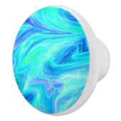 ターコイズブルー抽象芸術 セラミックノブ (右)