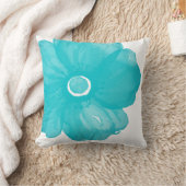 ターコイズブルー水彩花枕 クッション (ブランケット)