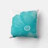 ターコイズブルー水彩花枕 クッション (裏面)
