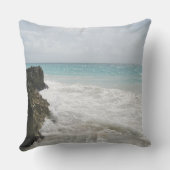 ターコイズブルー海と泡立つ波シースケープ クッション (裏面)