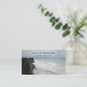 ターコイズブルー海と泡立つ波シースケープ 名刺 (スタンド正面)