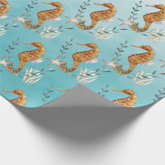 ターコイズブルー海のカリブの下の乗馬 ラッピングペーパー (角)