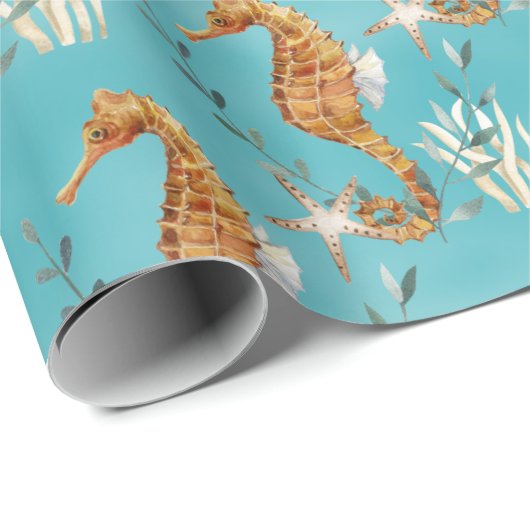 ターコイズブルー海のカリブの下の乗馬 ラッピングペーパー (ロールコーナー)