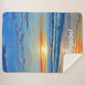 ターコイズブルー海アットサンセット シェルパブランケット (正面(横))