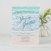 ターコイズブルー海サンディビーチ誕生日 招待状 (スタンド正面)