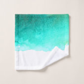 ターコイズブルー海ビーチテーマ水彩 バスタオルセット (ウォッシュタオル)