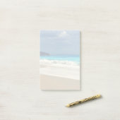 ターコイズブルー海ビーチ写真色あせたポストイットノート ポストイット (デスク上)