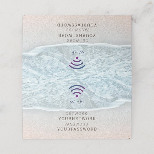 ターコイズブルー海ビーチWi-Fi標識 プレイスカード (外部開封)