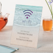 ターコイズブルー海ビーチWi-Fi標識 台座サイン (インサイチュ)