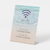 ターコイズブルー海ビーチWi-Fi標識 台座サイン (正面)