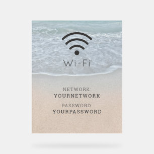 ターコイズブルー海ビーチWi-Fi アクリルサイン