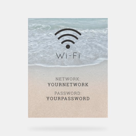 ターコイズブルー海ビーチWi-Fi アクリルサイン (正面)