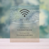ターコイズブルー海ビーチWi-Fi アクリルサイン (ニュートラル)
