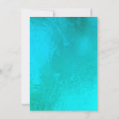 ターコイズブルー海メイクアップグリッターブライダルシャワー 招待状 (裏面)