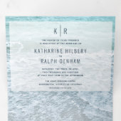 ターコイズブルー海結婚フォトのオールインワン 三つ折り招待状 (内部最初)