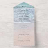 ターコイズブルー海結婚写真 オールインワン招待状 (内側)