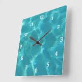 ターコイズブルー海 スクエア壁時計 (傾斜)