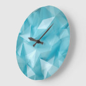 ターコイズブルー結晶三角形の背景 ラージ壁時計 (傾斜)