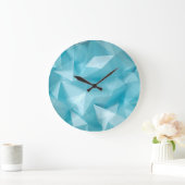 ターコイズブルー結晶三角形の背景 ラージ壁時計 (ホーム)